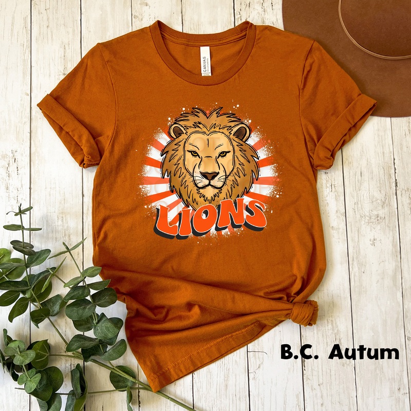 Retro Lions Orange|Pocket 3.5″-4″|Infant|Toddler|Youth 8.5|Adult 11″|Adult 12″