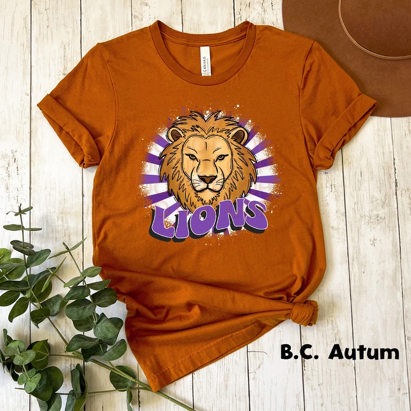 Retro Lions Purple|Pocket 3.5″-4″|Infant|Toddler|Youth 8.5|Adult 11″|Adult 12″