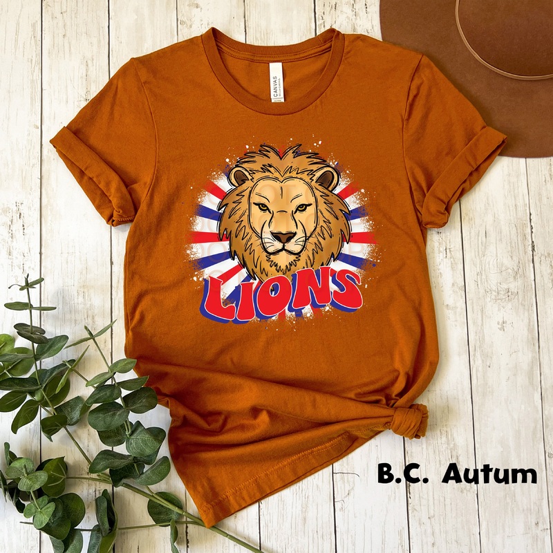 Retro Lions Red White Blue|Pocket 3.5″-4″|Infant|Toddler|Youth 8.5|Adult 11″|Adult 12″