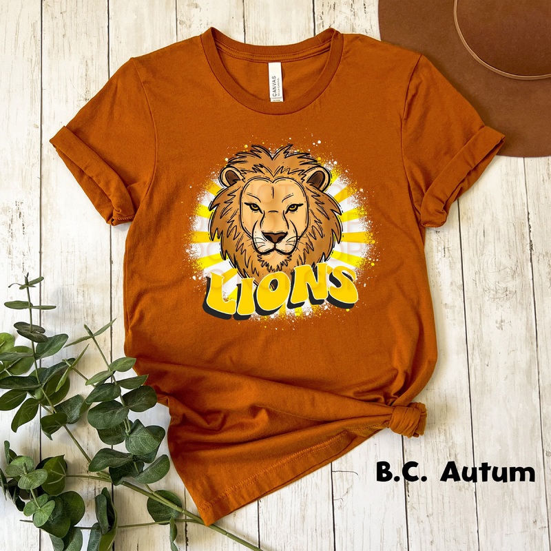 Retro Lions Yellow|Pocket 3.5″-4″|Infant|Toddler|Youth 8.5|Adult 11″|Adult 12″