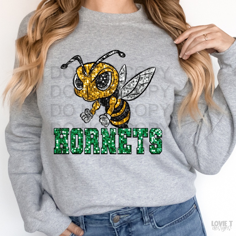 Yg Hornets Green Sequin|Pocket 3.5″-4″|Infant|Toddler|Youth 8.5|Adult 11″|Adult 12″