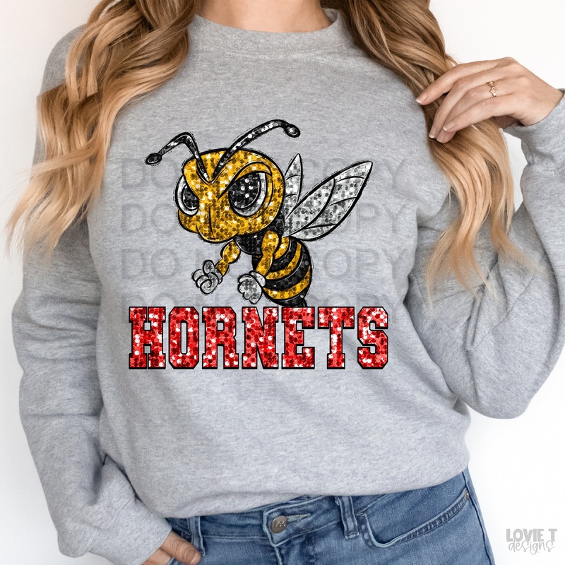 Yg Hornets Red Sequin|Pocket 3.5″-4″|Infant|Toddler|Youth 8.5|Adult 11″|Adult 12″