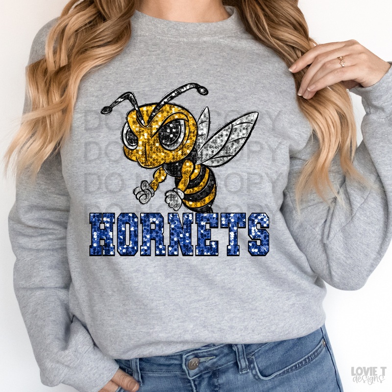 Yg Hornets Royal Sequin|Pocket 3.5″-4″|Infant|Toddler|Youth 8.5|Adult 11″|Adult 12″