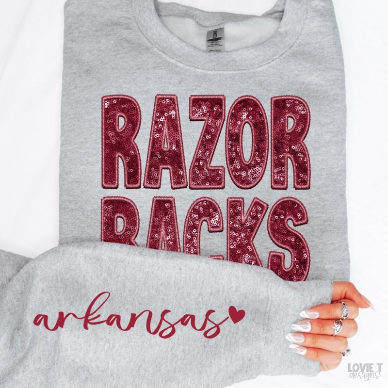 Razorbacks + Sleeve|Infant|Toddler|Youth 8.5|Adult 11″|Adult 12″