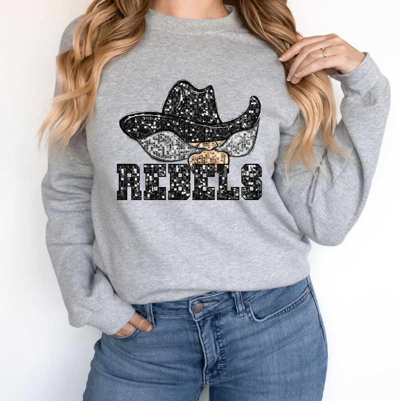 Rebels Black Sequin|Pocket 3.5″-4″|Infant|Toddler|Youth 8.5|Adult 11″|Adult 12″