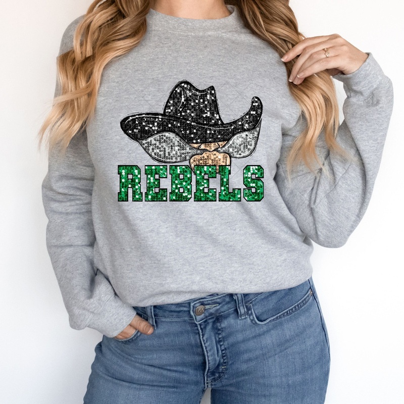 Rebels Green Sequin|Pocket 3.5″-4″|Infant|Toddler|Youth 8.5|Adult 11″|Adult 12″