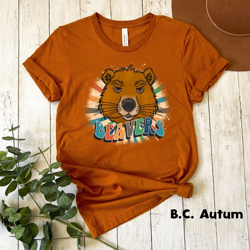 Retro Beavers|Pocket 3.5″-4″|Infant|Toddler|Youth 8.5|Adult 11″|Adult 12″