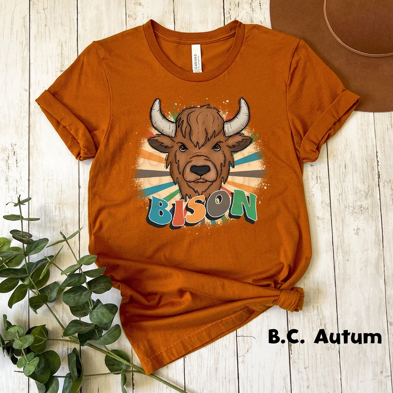 Retro Bison|Pocket 3.5″-4″|Infant|Toddler|Youth 8.5|Adult 11″|Adult 12″