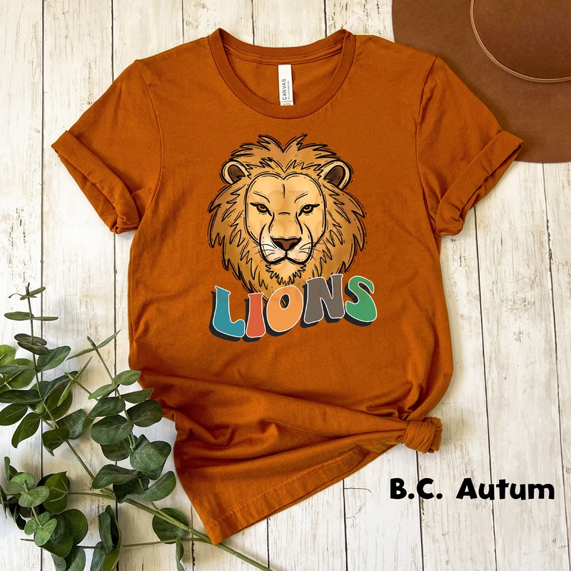 Retro Lions No Background|Pocket 3.5″-4″|Infant|Toddler|Youth 8.5|Adult 11″|Adult 12″