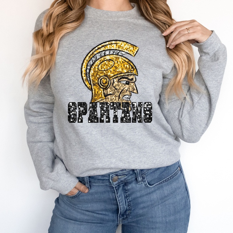 Spartans Black On Yellow Gold Sequin