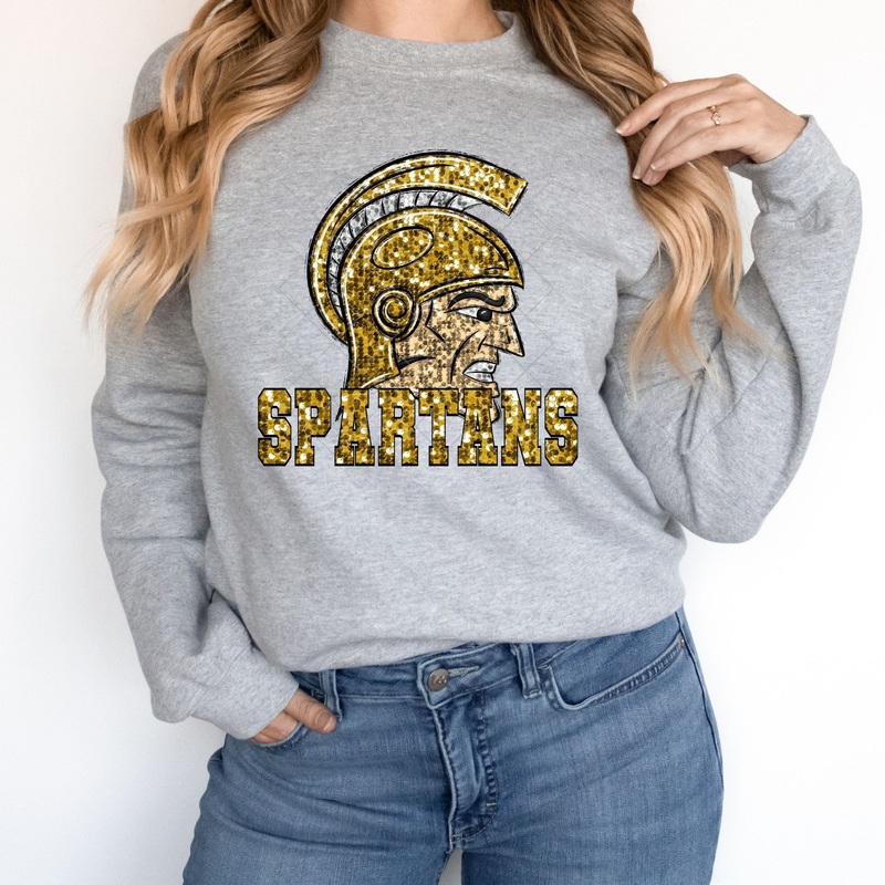 Spartans Gold Sequin|Pocket 3.5″-4″|Infant|Toddler|Youth 8.5|Adult 11″|Adult 12″