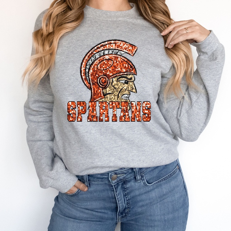 Spartans Orange Sequin|Pocket 3.5″-4″|Infant|Toddler|Youth 8.5|Adult 11″|Adult 12″