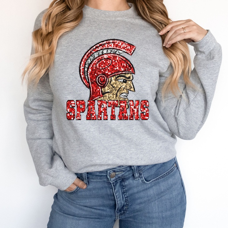 Spartans Red Sequin|Pocket 3.5″-4″|Infant|Toddler|Youth 8.5|Adult 11″|Adult 12″