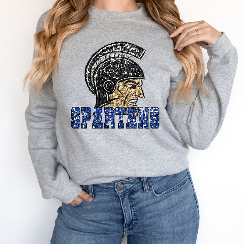 Spartans Royal On Black Sequin