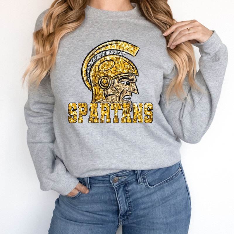 Spartans Yellow Gold Sequin|Pocket 3.5″-4″|Infant|Toddler|Youth 8.5|Adult 11″|Adult 12″