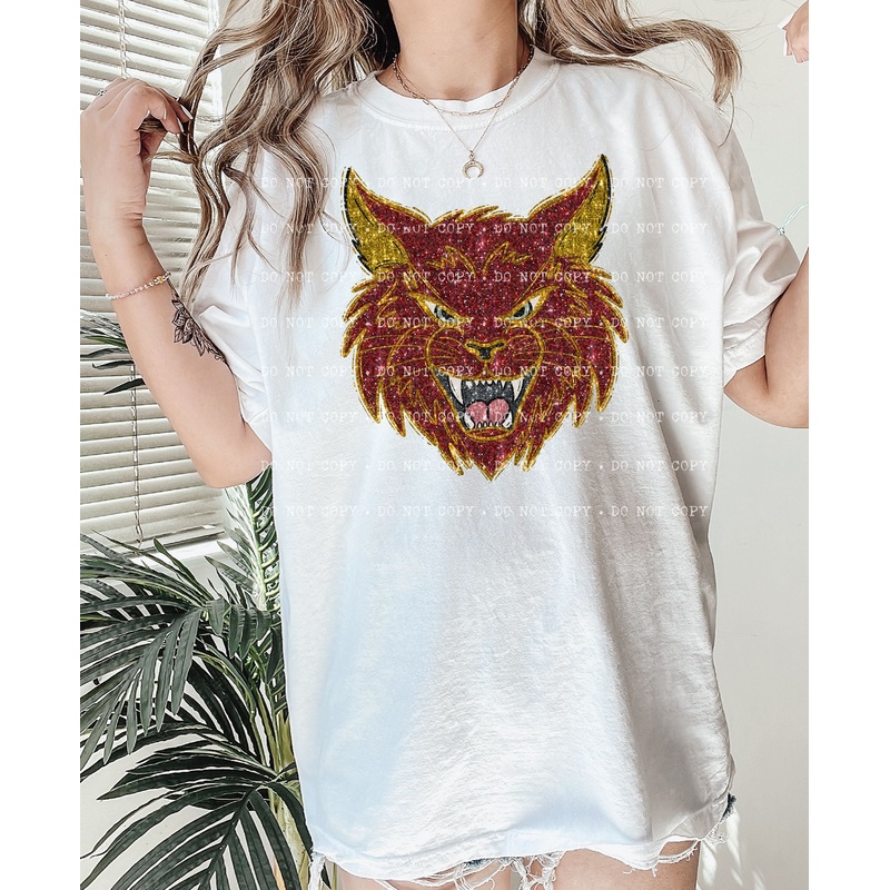 Wampus Cat Maroon2 Faux Sequin Sparkle