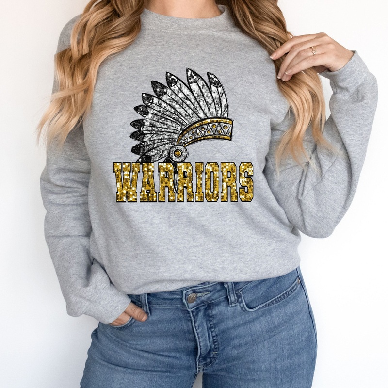 Warriors Gold Sequin|Pocket 3.5″-4″|Infant|Toddler|Youth 8.5|Adult 11″|Adult 12″