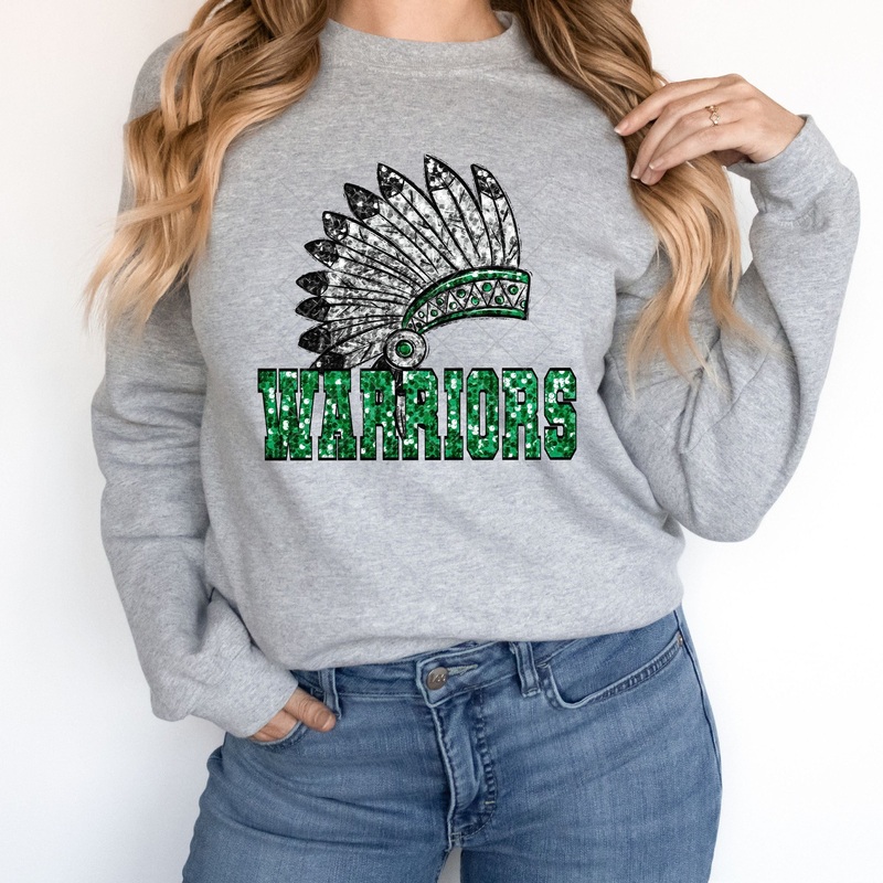 Warriors Green Sequin|Pocket 3.5″-4″|Infant|Toddler|Youth 8.5|Adult 11″|Adult 12″