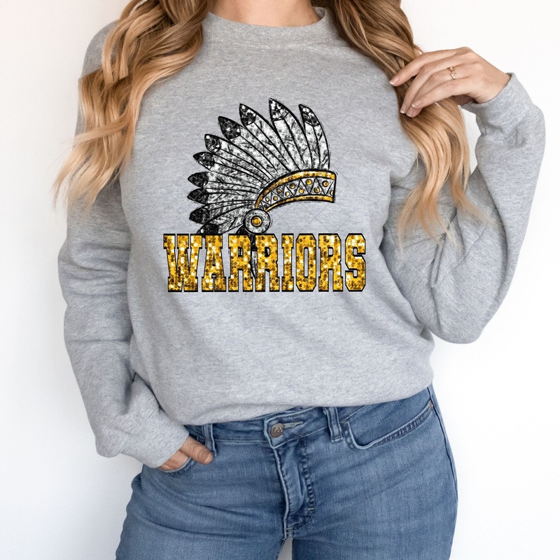 Warriors Yellow Gold Sequin|Pocket 3.5″-4″|Infant|Toddler|Youth 8.5|Adult 11″|Adult 12″