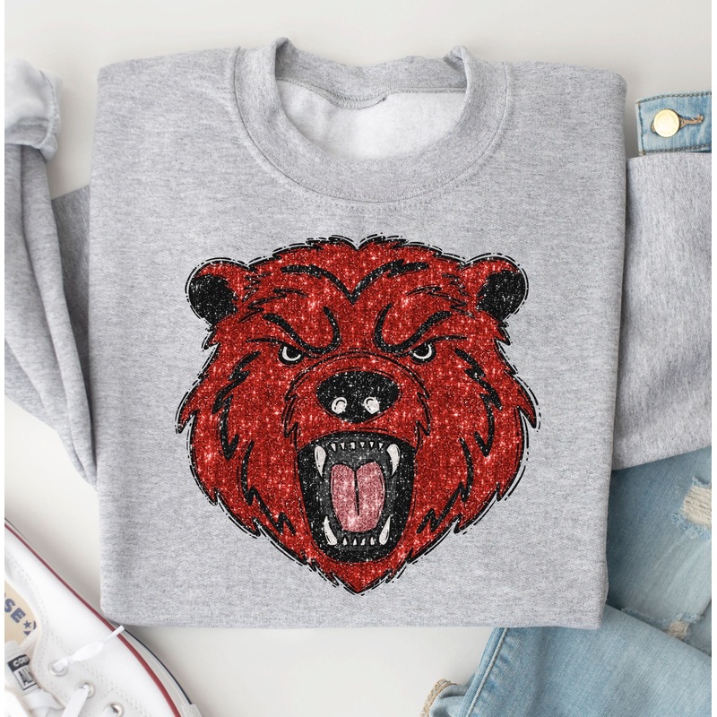 Red Grizzly Faux Sequin Sparkle