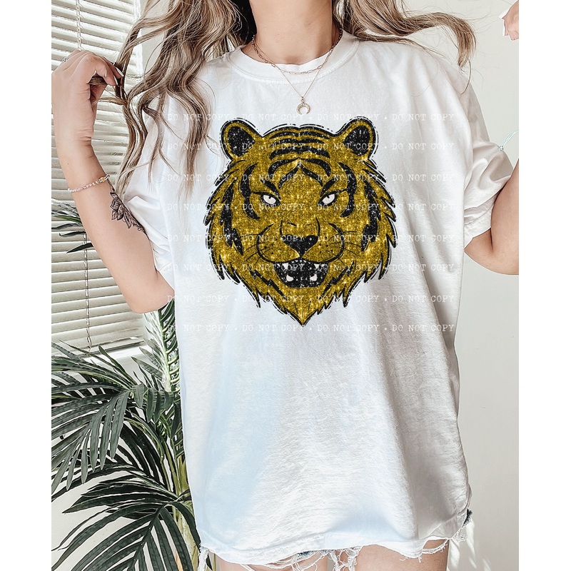 Tiger Gold Black Faux Sequin Sparkle