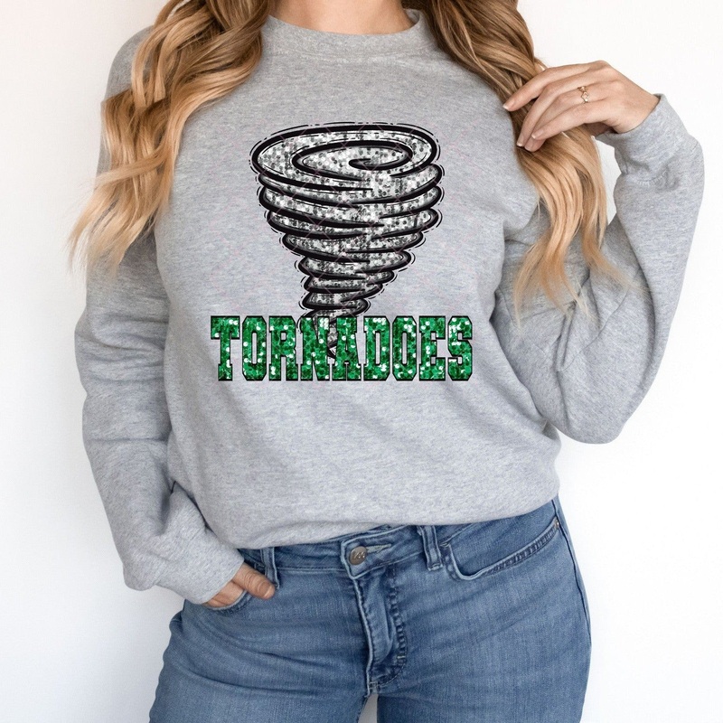Tornadoes Green Sequin|Pocket 3.5″-4″|Infant|Toddler|Youth 8.5|Adult 11″|Adult 12″