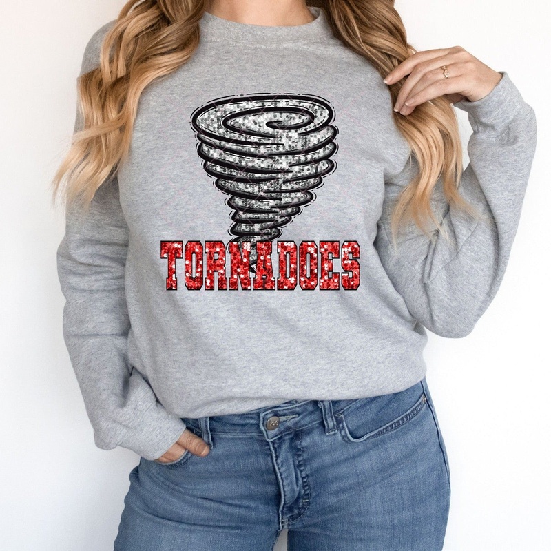 Tornadoes Red Sequin|Pocket 3.5″-4″|Infant|Toddler|Youth 8.5|Adult 11″|Adult 12″