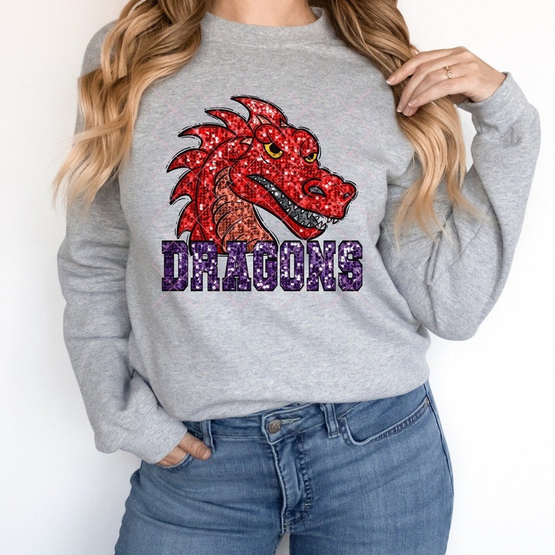 Red Dragons Purple Sequin|Pocket 3.5″-4″|Infant|Toddler|Youth 8.5|Adult 11″|Adult 12″