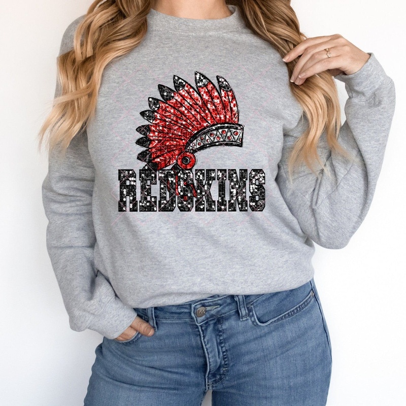 Redskins Black Sequin|Pocket 3.5″-4″|Infant|Toddler|Youth 8.5|Adult 11″|Adult 12″
