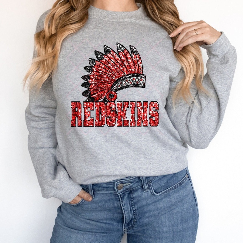 Redskins Red Sequin|Pocket 3.5″-4″|Infant|Toddler|Youth 8.5|Adult 11″|Adult 12″