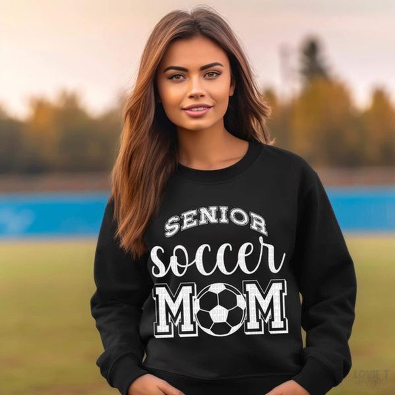 Senior Soccer Mom White Print|Pocket 3.5″-4″|Infant|Toddler|Youth 8.5|Adult 11″|Adult 12″