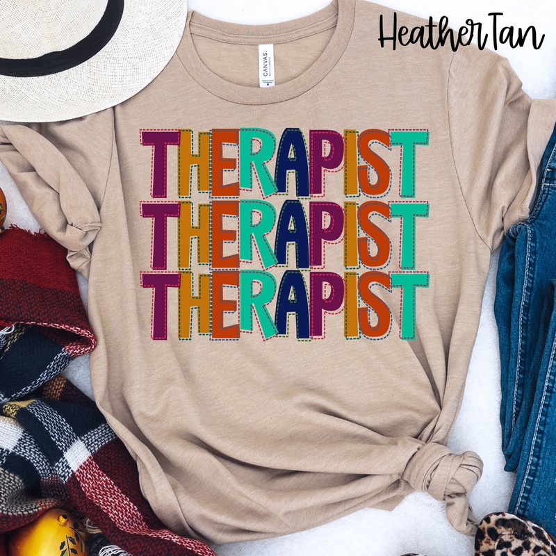 STITCHED THERAPIST|Pocket 3.5″-4″|Infant|Toddler|Youth 8.5|Adult 11″|Adult 12″