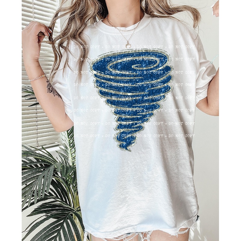 Tornado Blue Faux Sequin Sparkle