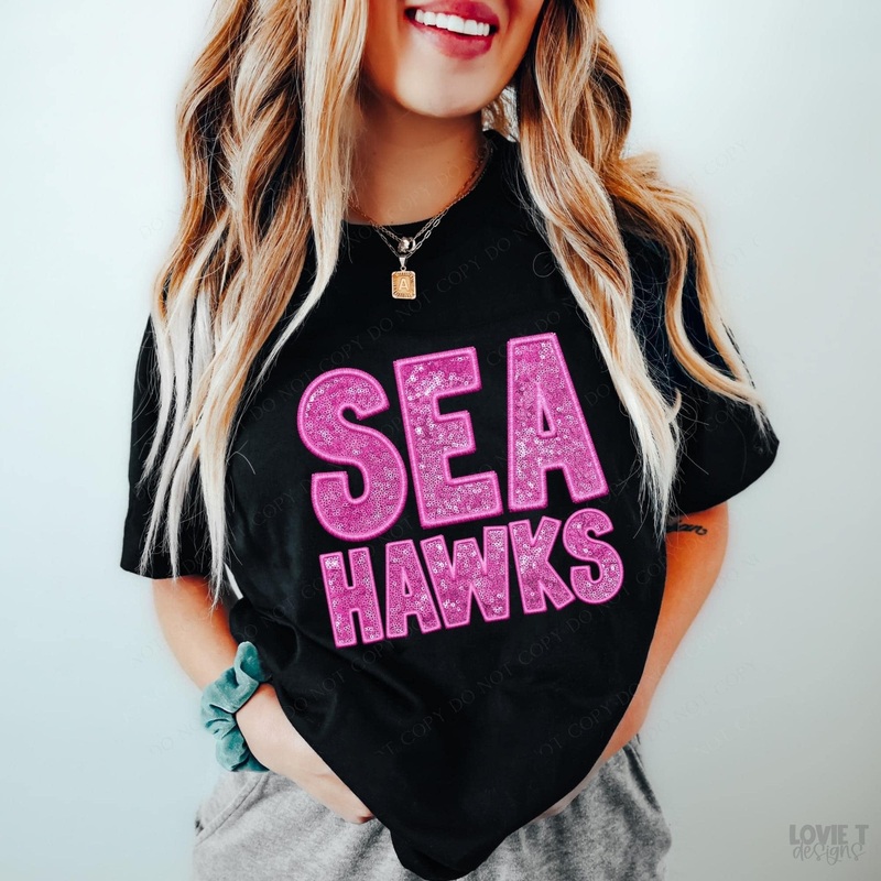 Seahawks Embroidery & Sequin In Pink