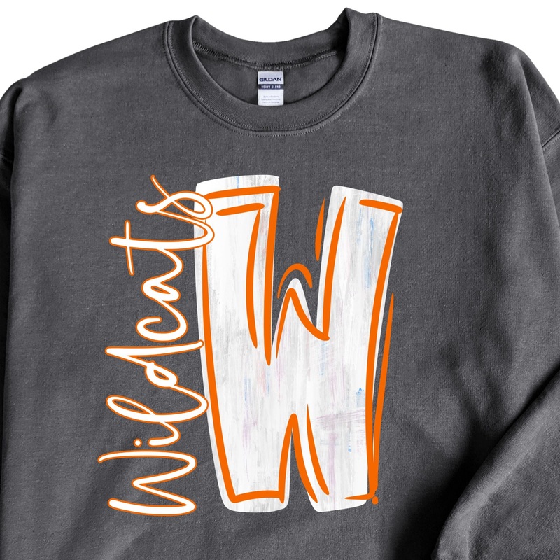 White And Orange Wildcats|Pocket 3.5″-4″|Infant|Toddler|Youth 8.5|Adult 11″|Adult 12″