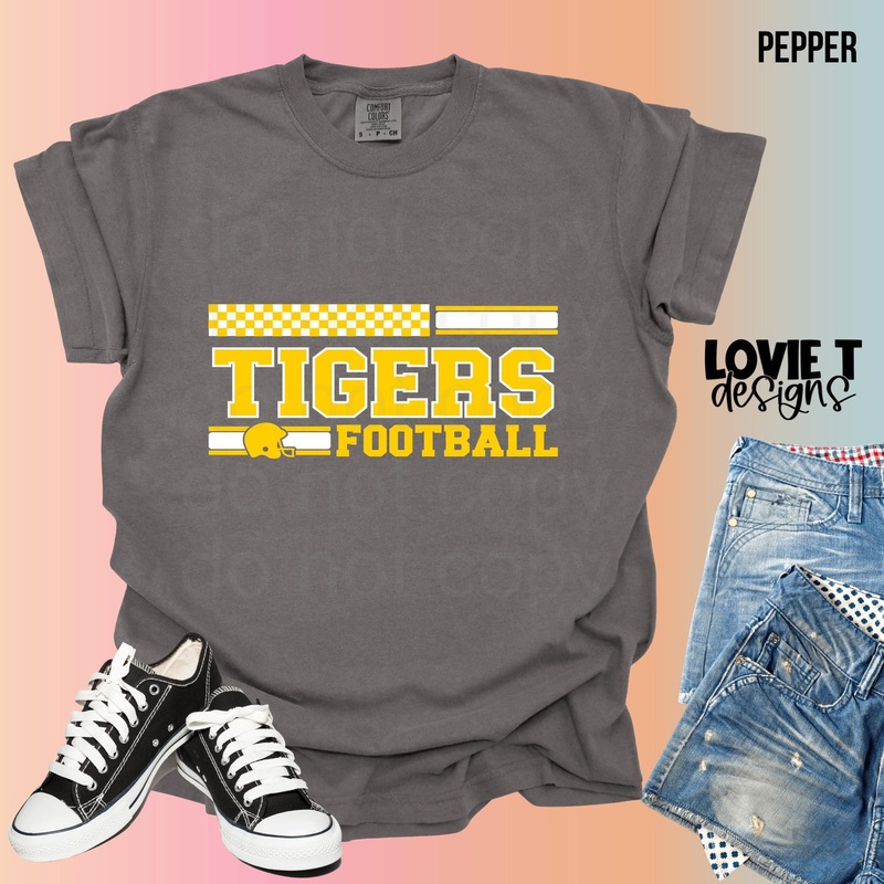 Yellow Tigers Football|Pocket 3.5″-4″|Infant|Toddler|Youth 8.5|Adult 11″|Adult 12″