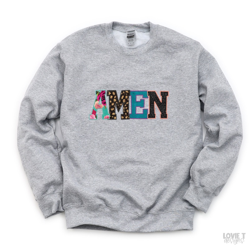 Amen Faux Applique|Pocket 3.5″-4″|Infant|Toddler|Youth 8.5|Adult 11″|Adult 12″