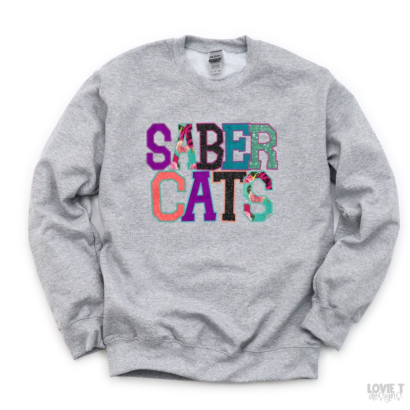 Sabercats Faux Applique|Pocket 3.5″-4″|Infant|Toddler|Youth 8.5|Adult 11″|Adult 12″