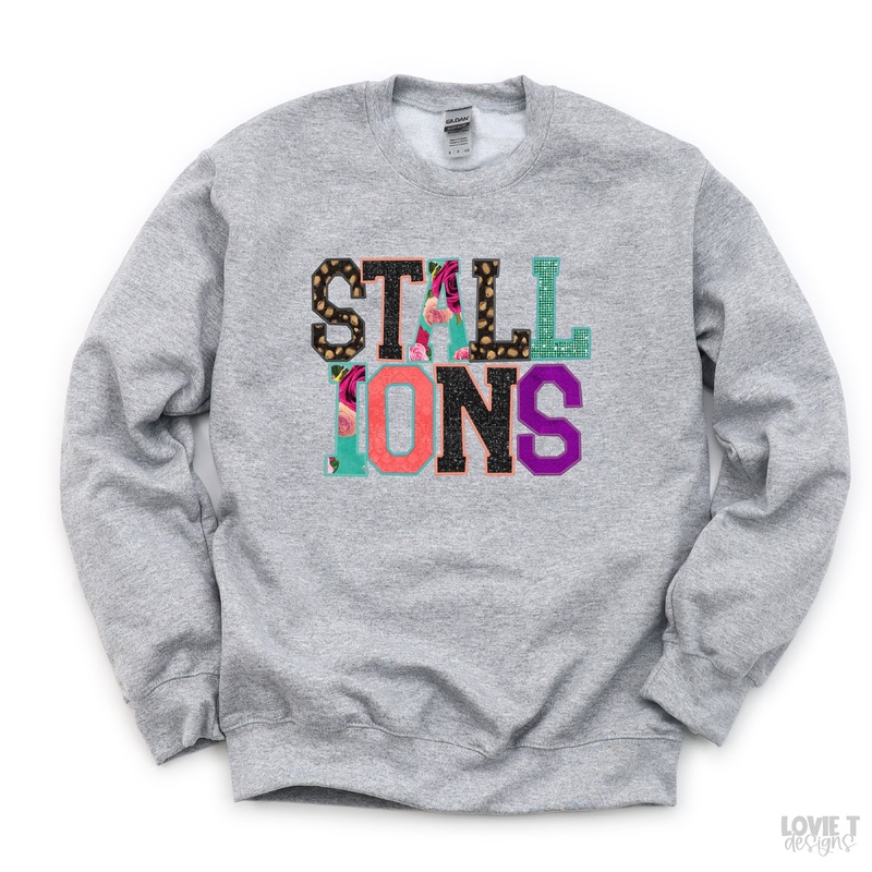 Stallions Faux Applique|Pocket 3.5″-4″|Infant|Toddler|Youth 8.5|Adult 11″|Adult 12″