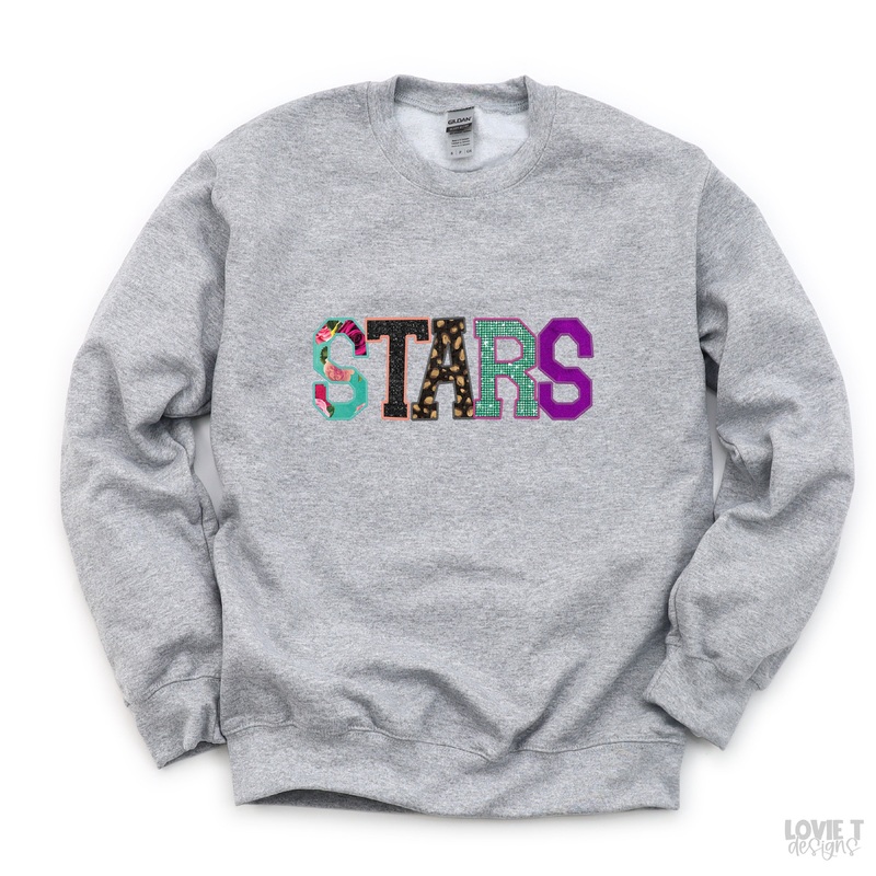 Stars Faux Applique|Pocket 3.5″-4″|Infant|Toddler|Youth 8.5|Adult 11″|Adult 12″