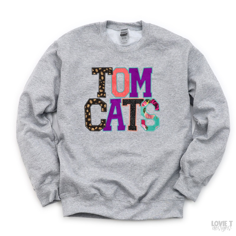 Tomcats Faux Applique|Pocket 3.5″-4″|Infant|Toddler|Youth 8.5|Adult 11″|Adult 12″