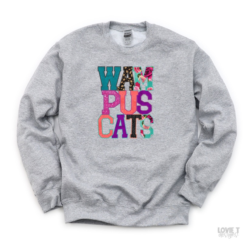 Wampus Cats Faux Applique|Pocket 3.5″-4″|Infant|Toddler|Youth 8.5|Adult 11″|Adult 12″