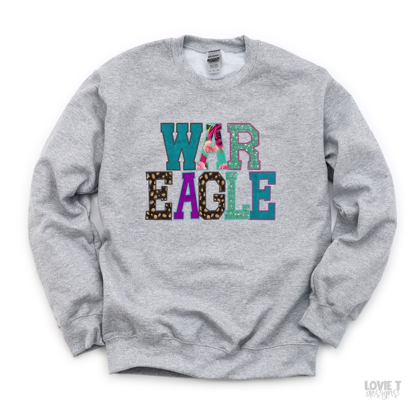 War Eagle Faux Applique|Pocket 3.5″-4″|Infant|Toddler|Youth 8.5|Adult 11″|Adult 12″