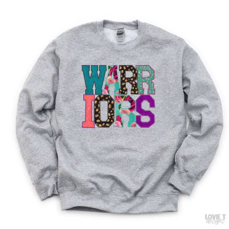 Warriors Faux Applique|Pocket 3.5″-4″|Infant|Toddler|Youth 8.5|Adult 11″|Adult 12″