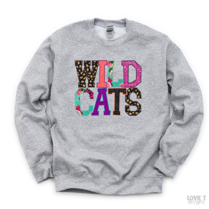 Wildcats Faux Applique|Pocket 3.5″-4″|Infant|Toddler|Youth 8.5|Adult 11″|Adult 12″
