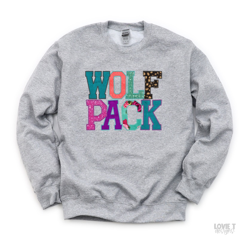 Wolf Pack Faux Applique|Pocket 3.5″-4″|Infant|Toddler|Youth 8.5|Adult 11″|Adult 12″