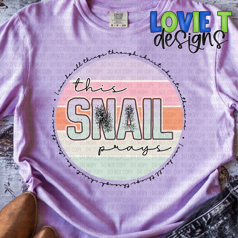 This Snail Prays|Pocket 3.5″-4″|Infant|Toddler|Youth 8.5|Adult 11″|Adult 12″