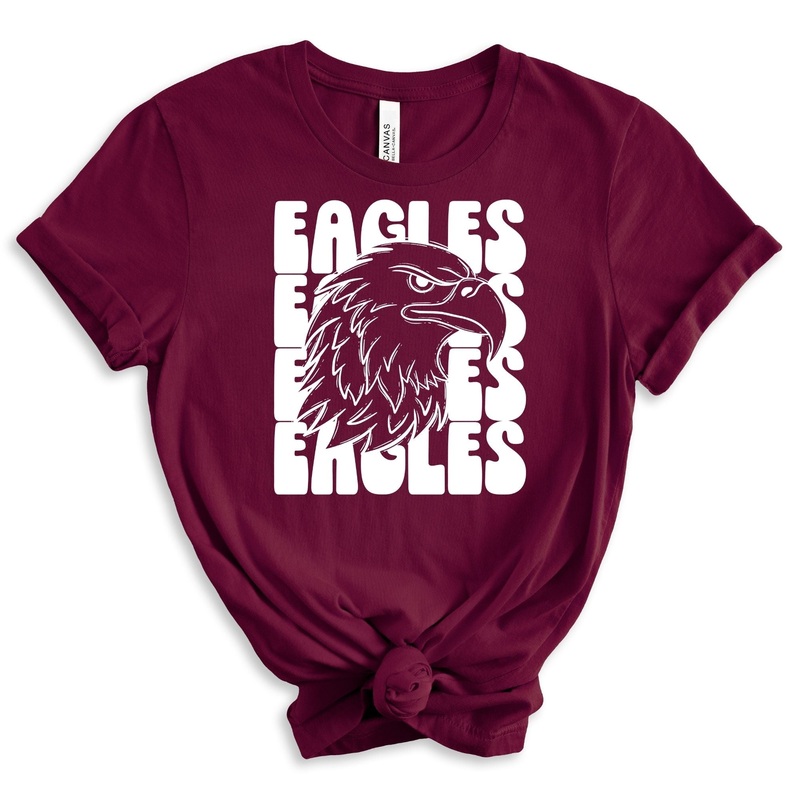 Stacked Mascots Eagles White|Pocket 3.5″-4″|Infant|Toddler|Youth 8.5|Adult 11″|Adult 12″