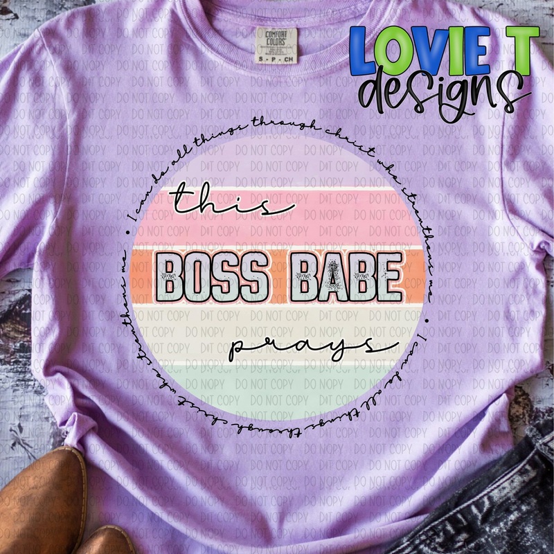 This Boss Babe Prays|Pocket 3.5″-4″|Infant|Toddler|Youth 8.5|Adult 11″|Adult 12″