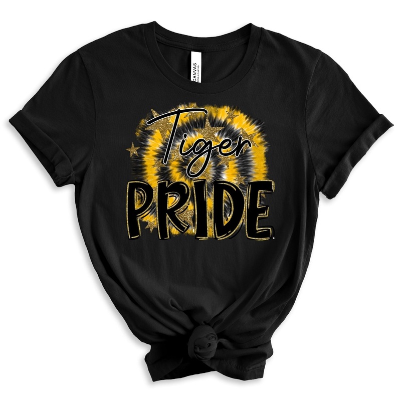 Tiger Pride Gold Stars Black And Gold Tie Dye